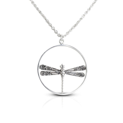 Dragonfly pendant in 925 sterling silver with 21 inch Loro chain