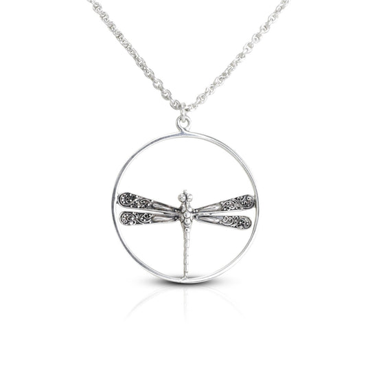 Dragonfly pendant in 925 sterling silver with 21 inch Loro chain