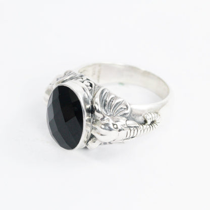 elephant ring 925 sterling silver with genuine black onyx bezel set