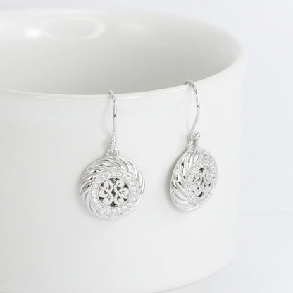 circle earrings 925 sterling silver earrings decorated with cable and filigree ornament