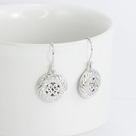 circle earrings 925 sterling silver earrings decorated with cable and filigree ornament