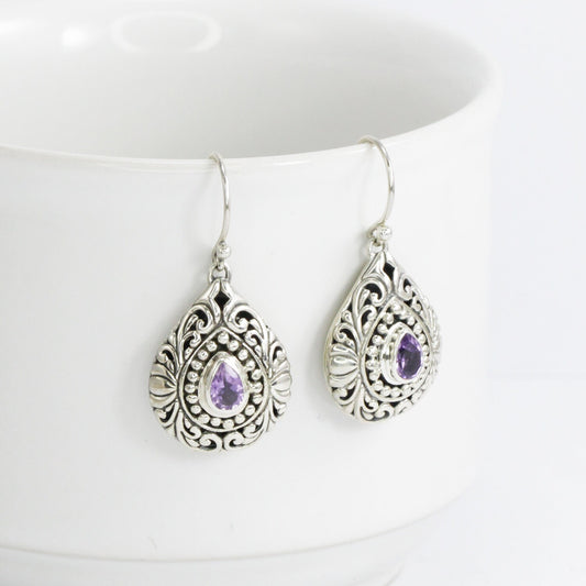 teardrop earrings 925 sterling silver decorated with beautiful filigree work