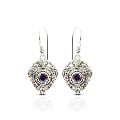 turtle earrings 925 sterling silver decorated with beautiful filigree work and amethyst zirconia
