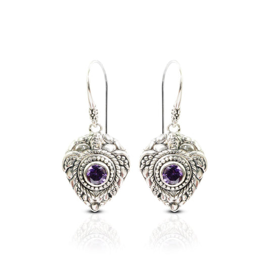 turtle earrings 925 sterling silver decorated with beautiful filigree work and amethyst zirconia