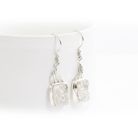 Druzy Earrings sparkling in 925 sterling silver handmade bezel set