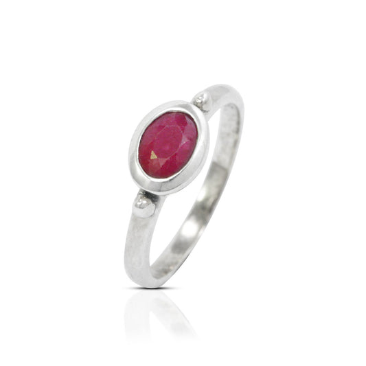 red ruby ring 925 sterling silver, solitaire ring with genuine ruby