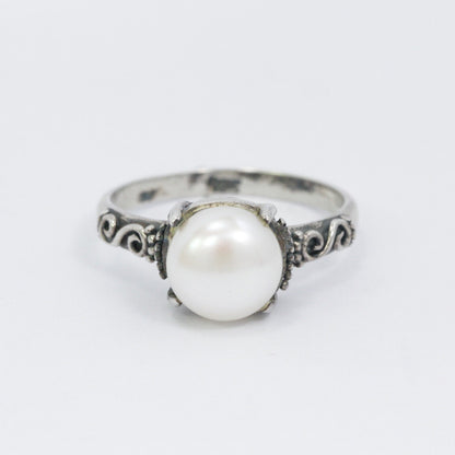 white pearl ring 925 sterling silver with freshwater pearl