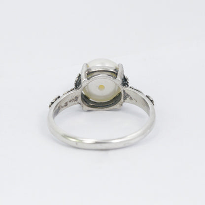 white pearl ring 925 sterling silver with freshwater pearl