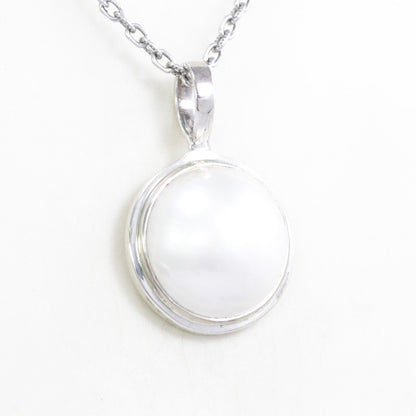 Mabe pearl pendant 925 sterling silver with double bezel setting 15 mm round mabe pearl