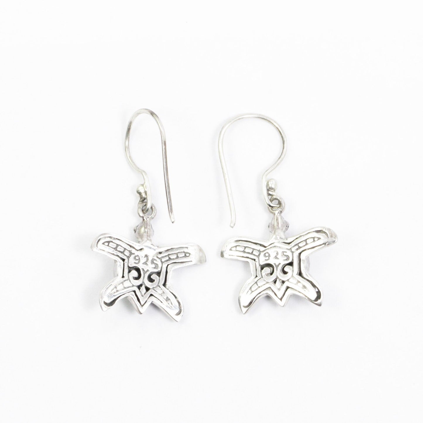 silver turtle earrings 925 sterling silver decorated with black shell