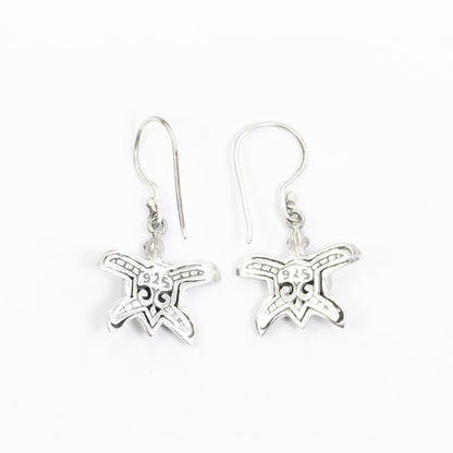 silver turtle earrings 925 sterling silver decorated with black shell