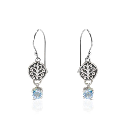 dream catcher earrings 925 sterling silver with genuine blue topaz