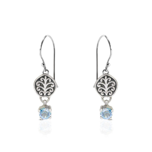 dream catcher earrings 925 sterling silver with genuine blue topaz