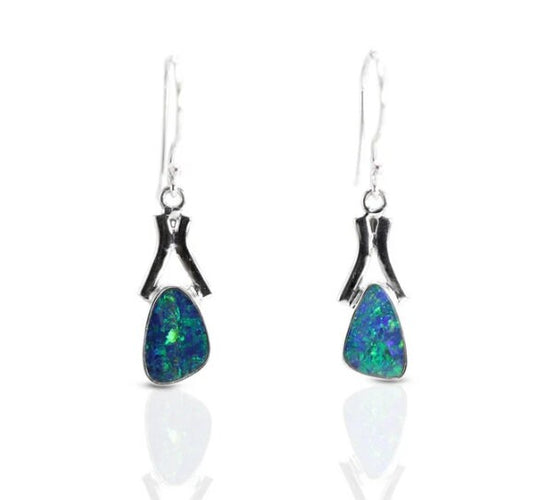 opal earrings dangle set in 925 sterling silver, fire opal earrings