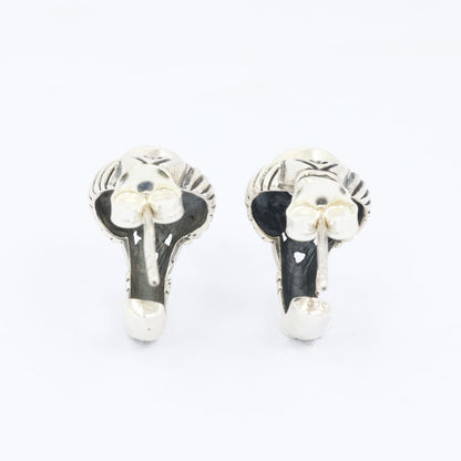 Hoop earrings 925 sterling silver with white zirconia decorated with cable edge style