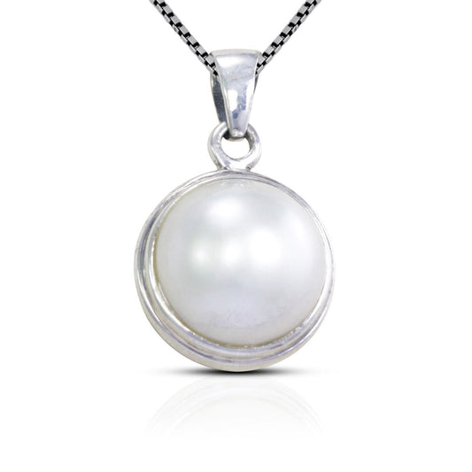round pearl pendant 925 sterling silver bezel set decorated with open work filigree at the back side