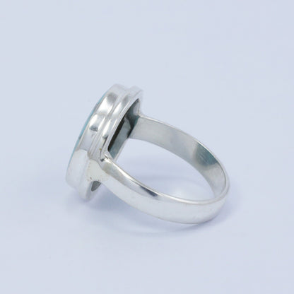 round turquoise ring 925 sterling silver for women handmade bezel set