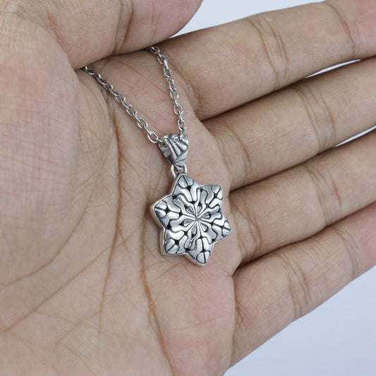 silver star pendant 925 sterling silver decorated with puzzle ornament