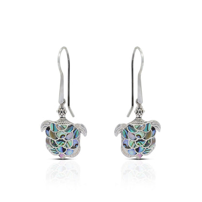 turtle earrings 925 sterling silver decorated with abalone shell