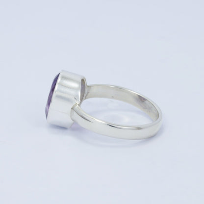oval amethyst ring 925 sterling silver with handmade bezel set