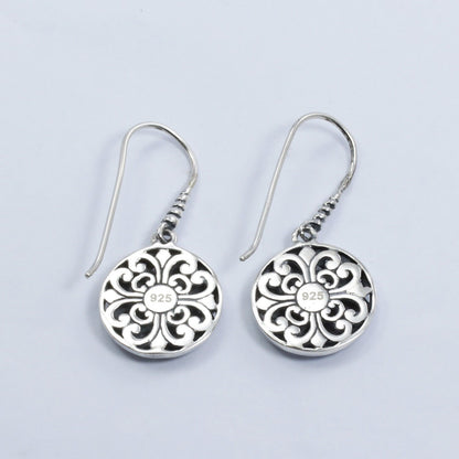925 sterling silver earrings decorated with seed abstract ornament dangle drop