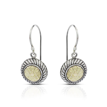 Lotus earrings 925 sterling silver decorated with 18K gold ornament and antique finishing