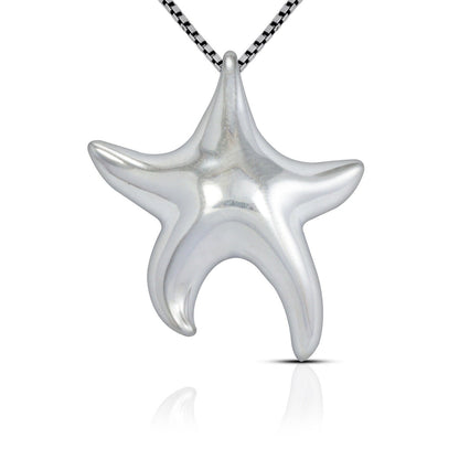 silver starfish pendant 925 sterling silver with high polish finishing