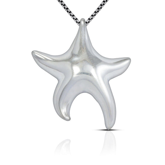 silver starfish pendant 925 sterling silver with high polish finishing