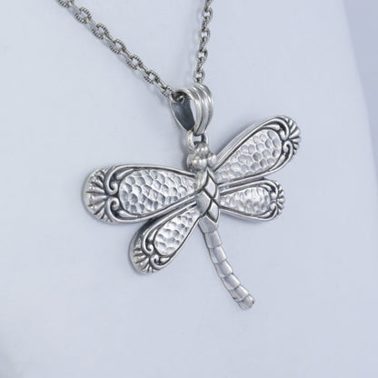 Dragonfly pendant 925 sterling silver with hummer style and filigree ornament