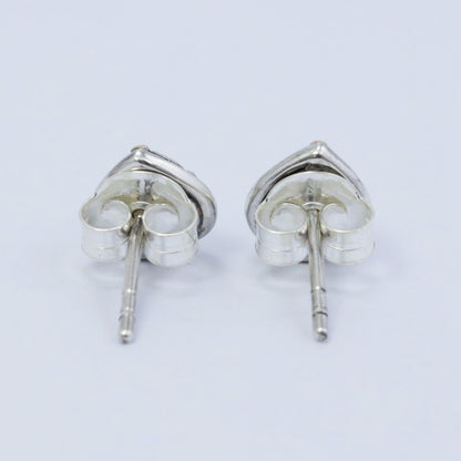tiny stud earrings 925 sterling silver decorated with filigree flower ornament and 18K yellow gold