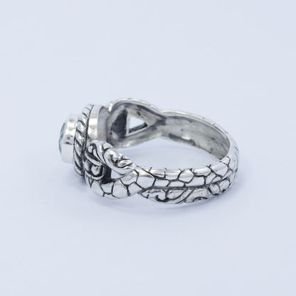 blue topaz ring 925 sterling silver decorated with cable style ornament filigree