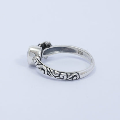 frog ring 925 sterling silver with cable style ornament and genuine amethyst