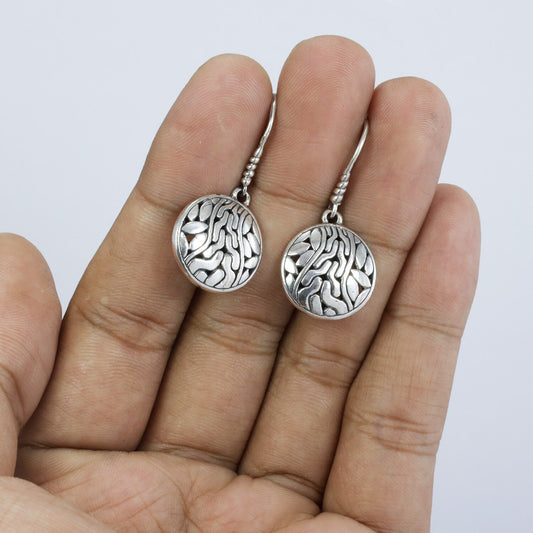 925 sterling silver earrings decorated with seed abstract ornament dangle drop