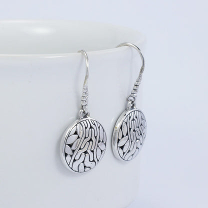 925 sterling silver earrings decorated with seed abstract ornament dangle drop