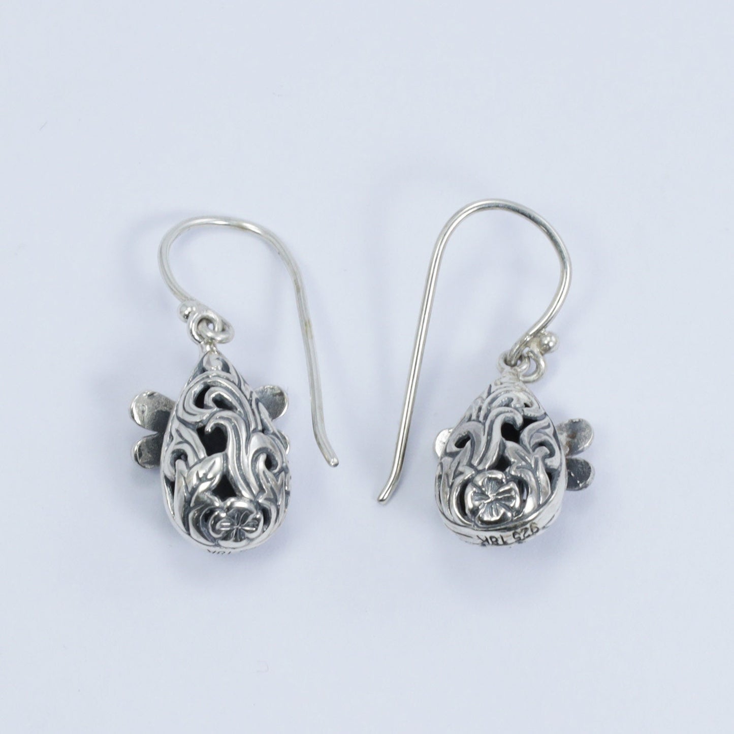 teardrop earrings 925 sterling silver with 18k yellow gold and filigree ornament