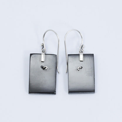 tree earrings 925 sterling silver with genuine black and brown shell