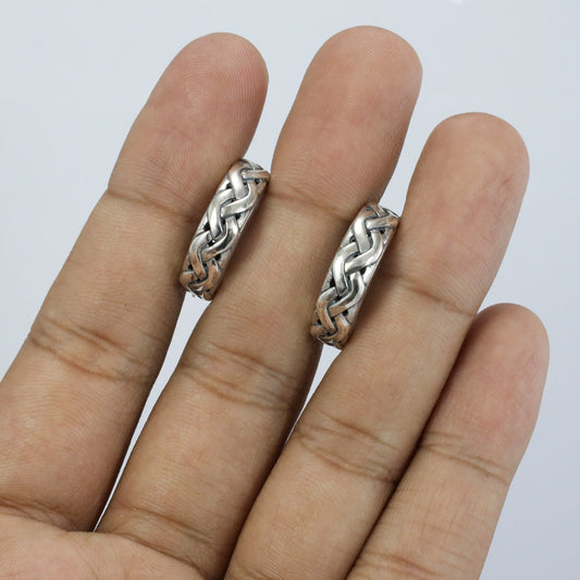 925 sterling silver hoop earrings with woven rope ornament