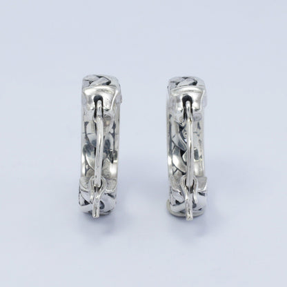 925 sterling silver hoop earrings with woven rope ornament