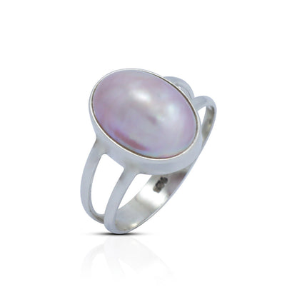 oval pearl ring 925 sterling silver genuine pink mabe pearl split shank style