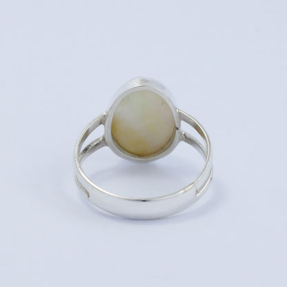 oval mabe pearl ring 925 sterling silver bezel set with split shank ring