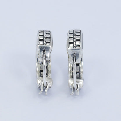 silver hoop earrings 925 sterling silver decorated with classic ornament