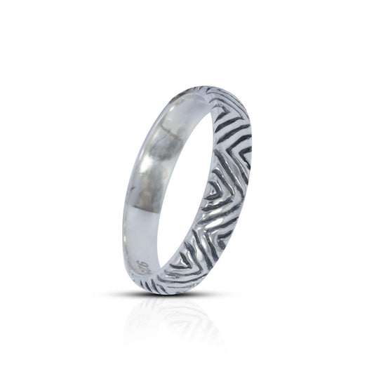 925 sterling silver ring with finger print ornament 925 sterling silver