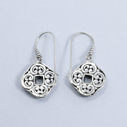 925 sterling silver knot earrings with dangle decorated with woven chain ornament and infinity shape