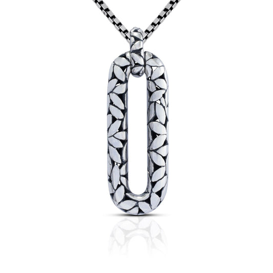 925 sterling silver rectangular pendant decorated with seed ornament and antique finishing