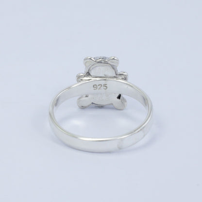 teddy bear ring 925 sterling silver with genuine blue topaz