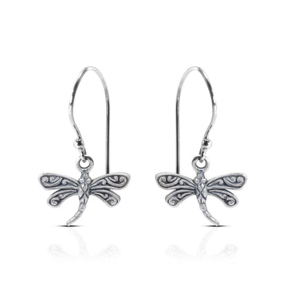 tiny dragonfly earrings 925 sterling silver decorated with filigree ornament