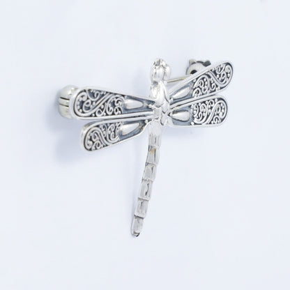 Dragonfly brooch 925 sterling silver decorated with detailed filigree