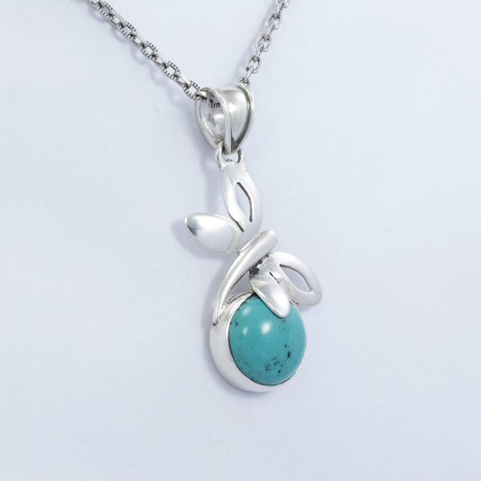 Turquoise necklace 925 sterling silver with dragonfly ornament handmade