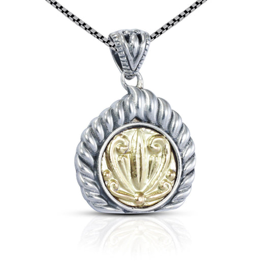 925 sterling silver pendant with 18K yellow gold filigree ornament