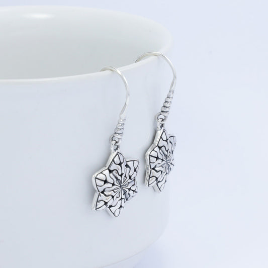 star earrings 925 sterling silver with abstract puzzle ornament